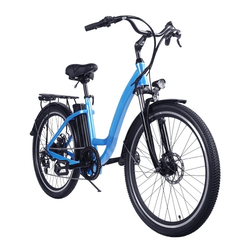 SK07 Cityscape Electric Bike 26 Inch Wheels Electric Bicycle Travel Up To 30 Miles With 350W Motor,Removable 36V 15AH Li-ion Battery,7-Speed Dual Shoc